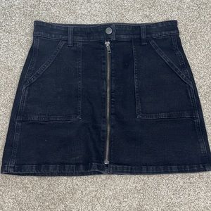 Madewell Black Utility Zip Denim Mini Skirt Size 27
